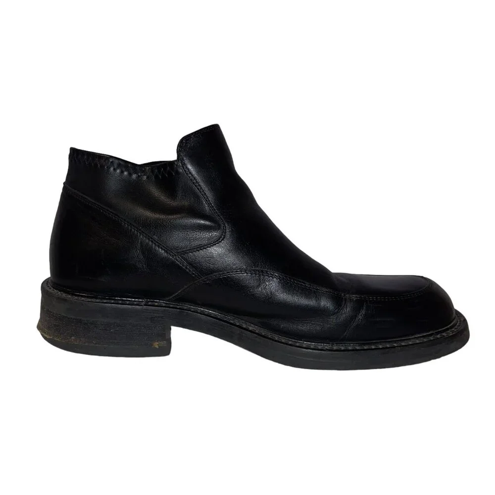 Kenneth Cole New York Black Leather Chukka Boots Mens 9 Made Italy Slip On